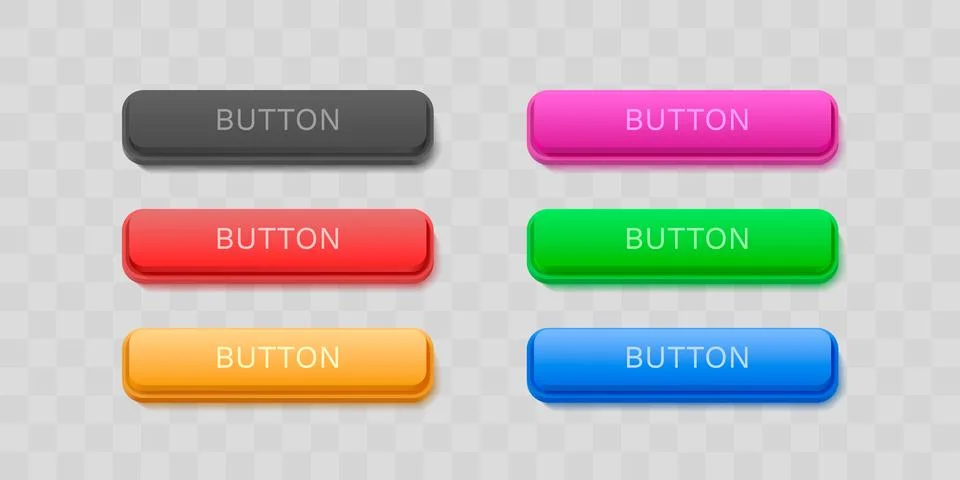 Colored web buttons for mouse click on transparent background. Vector 库存插图