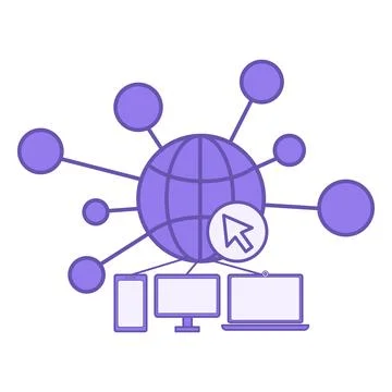 Colored Web Icon. Vector Icon of Planet, Network, Computer Mouse Cursor, an.. Stock-Illustration