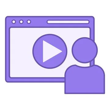 Colored Web Video Icon. Vector Icon of User, Website, and Play Button. Vide.. Illustrazione stock