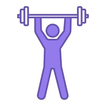 Colored Weightlifting Icon. Vector Drawing. Athlete Lifting Barbell. Streng.. Stock Illustration