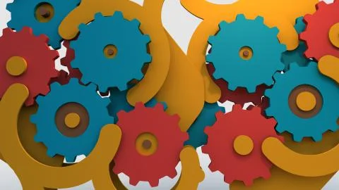 Colored Wheels Background 3D Render Illustrazione stock