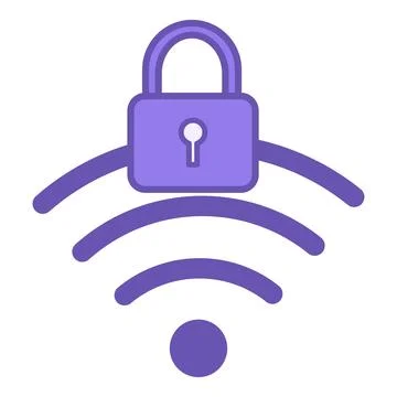 Colored Wi Fi Icon. Vector Illustration. Padlock and Wi Fi Internet. Protec.. Stock Illustration
