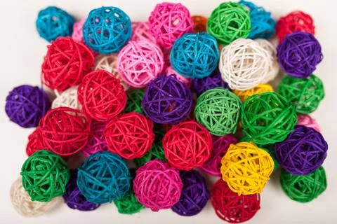 Colored wicker balls Stock Photos