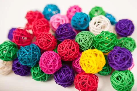 Colored wicker balls Stock Photos