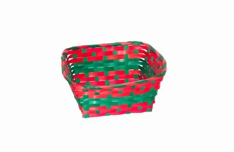 Colored wicker basket Stock Photos