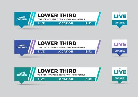 Colored wind lower thirds for news headlines and credits. Stock Illustration
