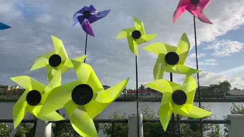 Colored wind vanes Stock Footage 149095757