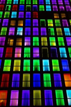 Colored windows texture. Neon light background Stock Photos