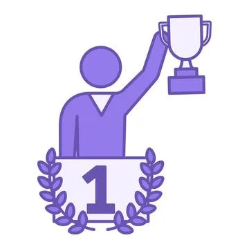 Colored Winner Icon. Vector Illustration. A Sportsman Holds a Sports Cup in.. Stock Illustration