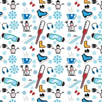Colored winter season seamless pattern Stock Illustration
