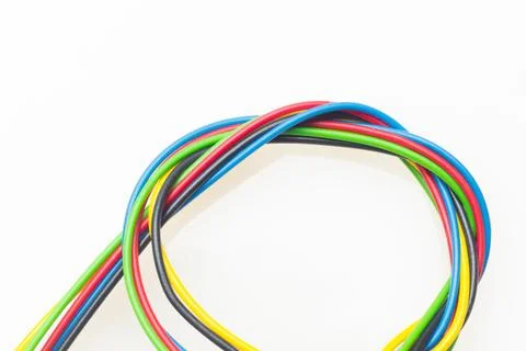 Colored wires on white background Stock Photos