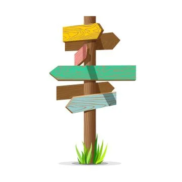 Colored wooden arrow empty vector signboard Stock Illustration