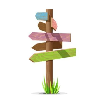 Colored wooden arrow empty vector signboard Stock-Illustration
