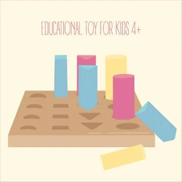 Colored wooden geometric forms pegboard game Stock Illustration