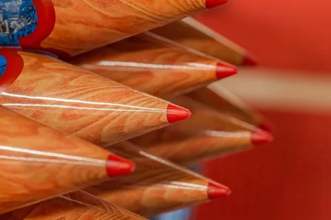 Colored wooden pencils. Stock Photos