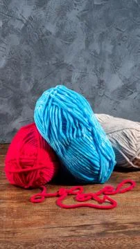 Colored wool threads for knitting Stock Photos