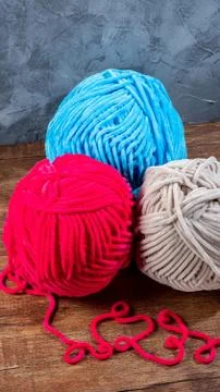Colored wool threads for knitting Stock Photos