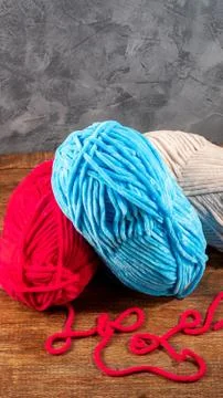 Colored wool threads for knitting Stock Photos