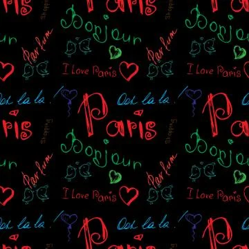 Colored word about Paris seamless pattern Illustrazione stock