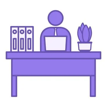 Colored Workspace Icon. Vector Illustration. Office Employee Working at Des.. Stockillustratie