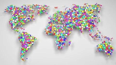 Colored World Map Stock Footage 83629733