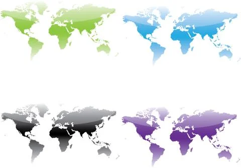 Colored world map icons Illustrazione stock