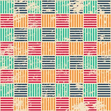 Colored woven seamless pattern with grunge effect Stock Illustration