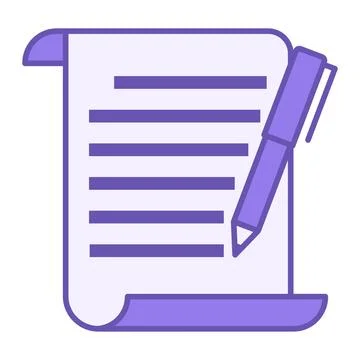 Colored Write Icon. Vector Icon. Paper with Text and Pen. Story or Content .. Stock Illustration