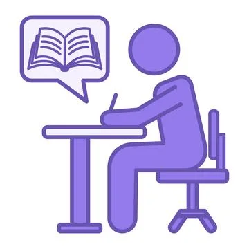Colored Writer Icon. Vector Icon. Person Sitting on a Chair and Writing on .. Stock-Illustration