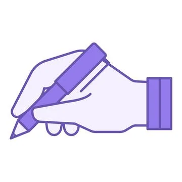 Colored Writing Icon. Vector Icon. Human Hand Writing Text with a Pen. Scho.. Stock Illustration