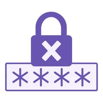 Colored Wrong Password Icon. Vector Illustration. Padlock with Cross and Ac.. Stock Illustration