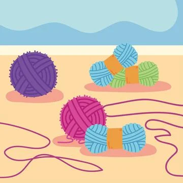Colored yarn wool knit Stock Illustration