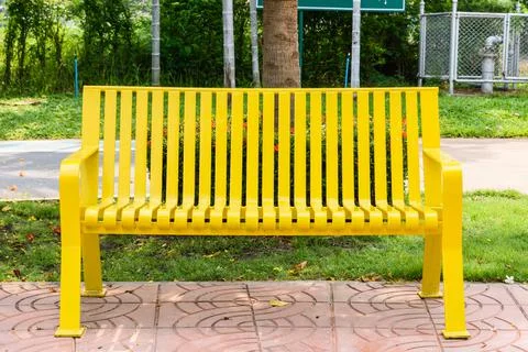 Colored yellow bench Stock Photos