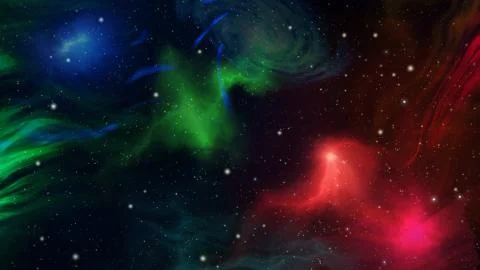 ColoredBackgroundWithBrightNebulaAndGalaxy Stock Illustration