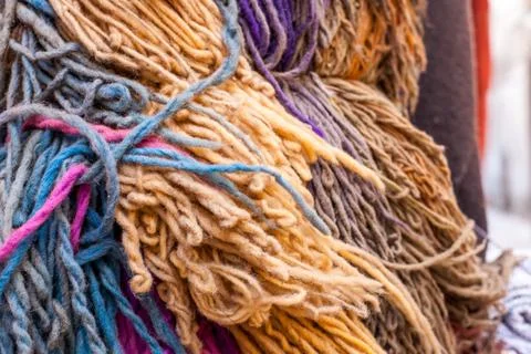 Coloreds dyed dried wool Stock Photos