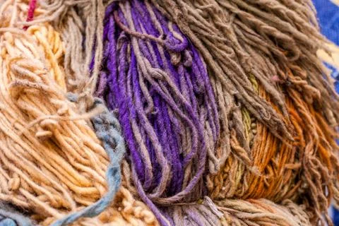 Coloreds dyed dried wool Stock Photos
