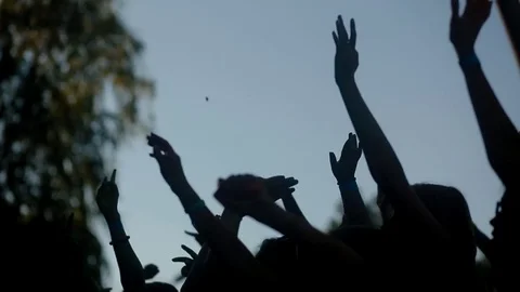 "Colorfest" People dancing, hands raised up Stock Footage