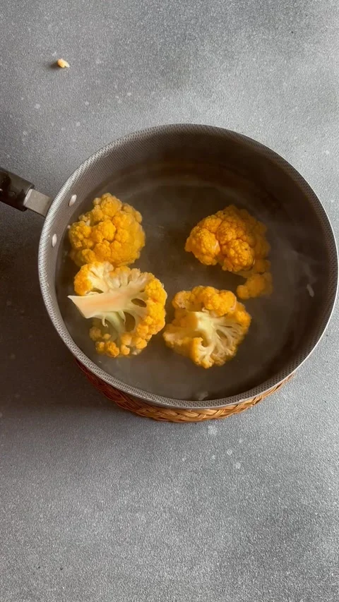 Colorfu cauliflower boiled Stock Footage 255864550