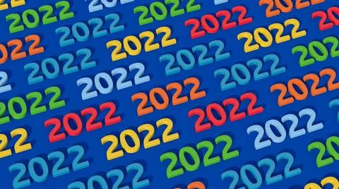 Colorful 2022 pattern. Bright background. Abstract illustration, 3d render. Stock Illustration