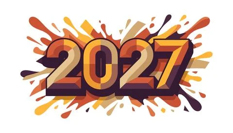 Colorful 2027 year text with explosion paint splash design Vector Ilustração Stock