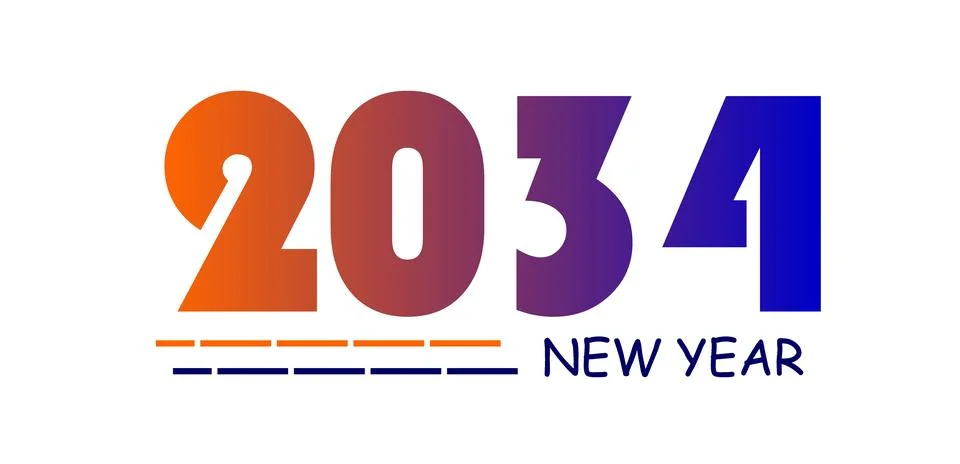 Colorful 2034 new year design, typography for year 2034, future date celebr.. Stock-Illustration