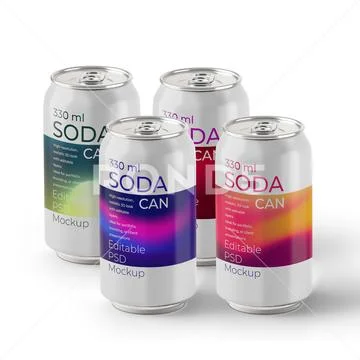 Colorful 330ml Can Mockup Modello PSD