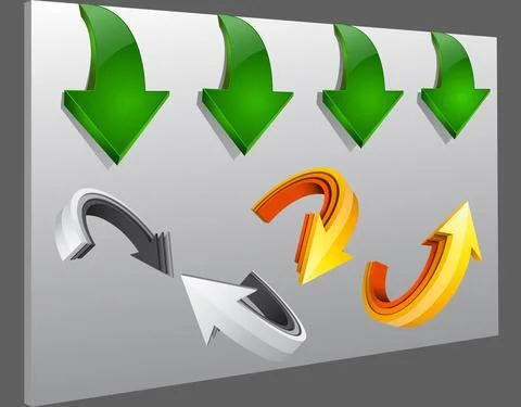 Colorful 3d Arrow Icon Vector Stock Illustration