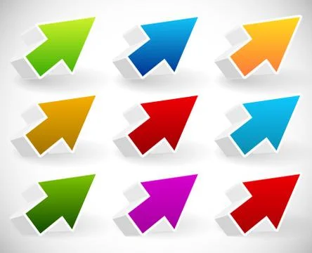 Colorful 3d arrow set Stock Illustration