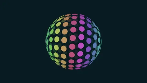 Colorful 3d ball constructed from dots forming a digital sphere Vídeos de archivo 311600490
