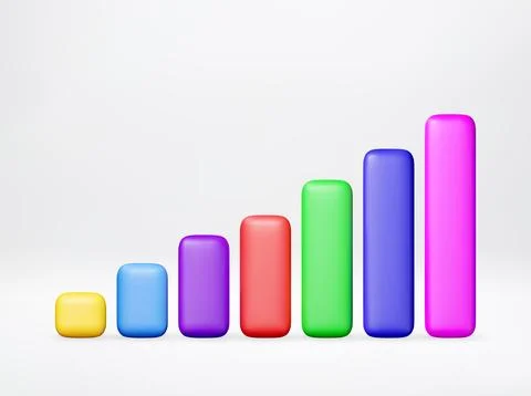 Colorful 3d bar chart showing growth Stock Illustration