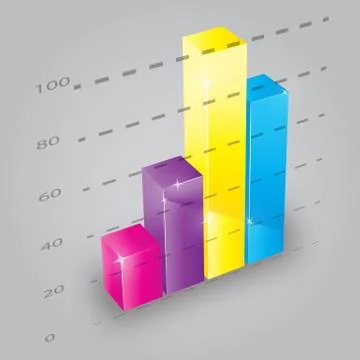 Colorful 3d bar chart, vector illustration Stock Illustration