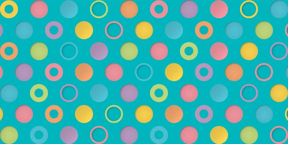 Colorful 3D circle shape pattern paper cut style on blue background vector .. Stock Illustration