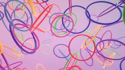 Colorful 3d Circles rotating motion background, 4k dynamic abstract animation Stock Footage 220627602