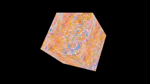 Colorful 3D Cube with Abstract Patterns on Black Background Stock Footage 330514366